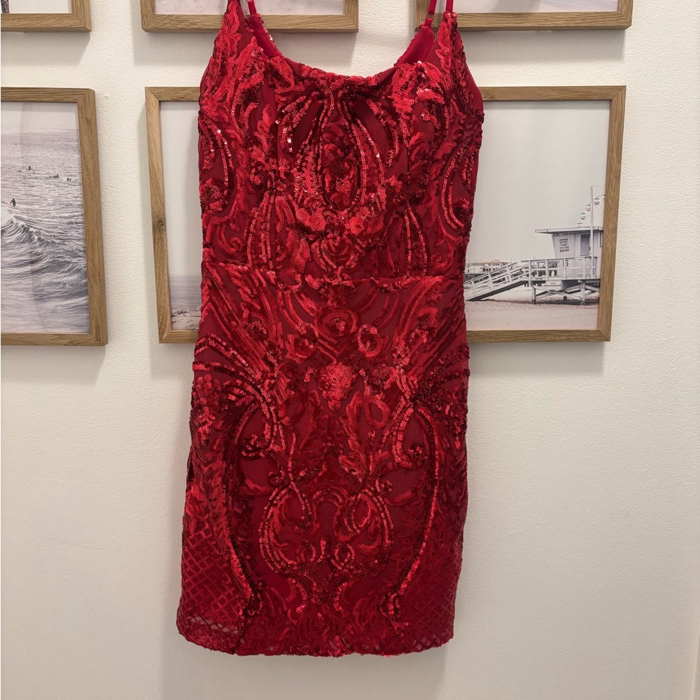 Windsor Radiant Red Sequin Mini Dress